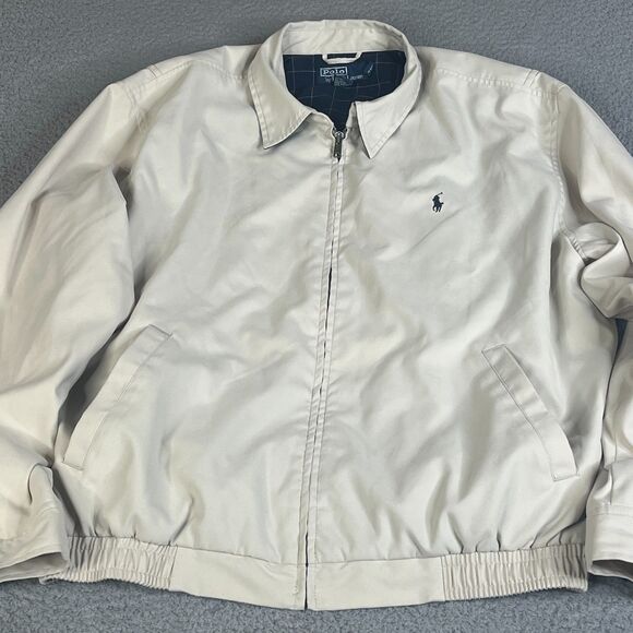 VTG Polo Ralph Lauren Jacket Large Tan Full Up Plaid Lined Bi Swing Windbreaker - Picture 3 of 13